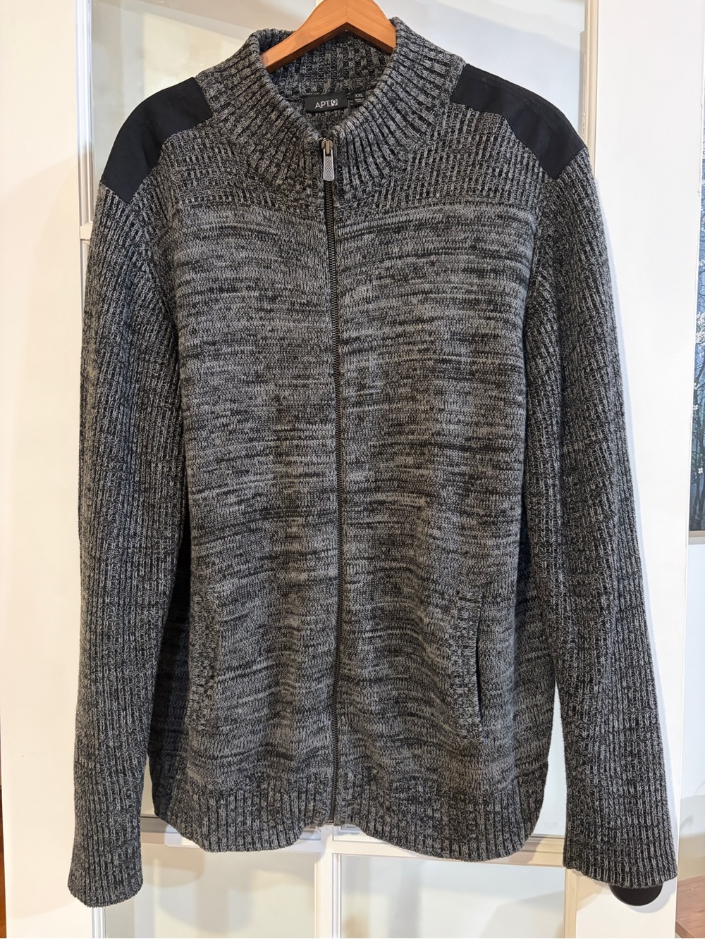APT 9 Mens Sweater Pullover Long Sleeve XL Light Gray Heather Quarter Zip Mock